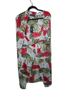 NWT Anne Cole White Floral Print Beach Summer Cover-Up Swimwear Womans Sz Small - Picture 1 of 6
