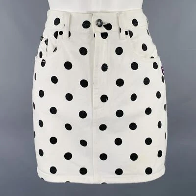 MARC By MARC JACOBS Talla 27 Falda Mini De Algodón Blanco Y Negro Con Lunares - Imagen 1 de 4