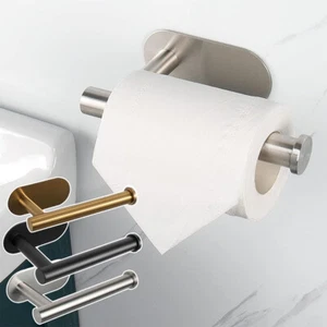 Toilet Roll Paper Holder Self Adhesive Stainless Steel Kitchen Washroom Bathroom - Picture 1 of 17