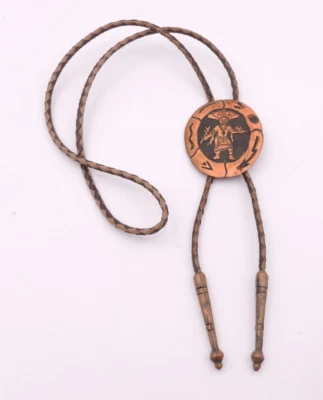 Corbata Bolo Vintage Cobre Sólido Campana del Suroeste Bailarina Comercial Kachina Foto 1 de 4