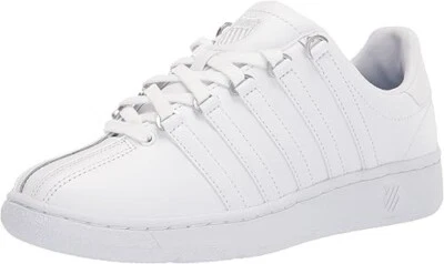Zapato clásico de cuero K-Swiss VN para mujer, blanco/blanco, talla 6M EE. UU. Foto 1 de 4