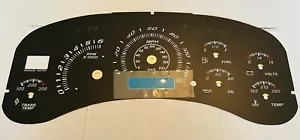 1999 2000 2001 2002 GM Truck Cluster Gauge Overlay Black w/ White Scale 120MPH - Picture 1 of 1