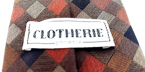 Tie Clotherie Phoenix Silk Italy 56" Length 3" Width Vintage Diamond Earth Tones - Picture 1 of 4