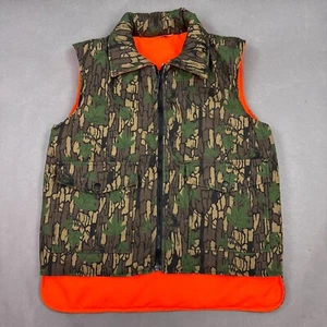 Vintage Winchester Vest Mens Small Trebark Camo Reversible Blaze Orange Hunting - Picture 1 of 11