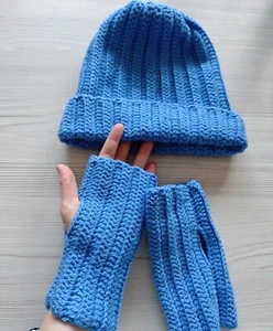 Winter Set: Mütze und Fingerlose Handschuhe für Damen - Bild 1 von 2