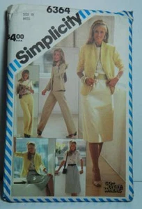 Vintage Simplicity Original Muster #6364 Hose, Rock Top Jacke Größe 18 ungeschnitten - Bild 1 von 2