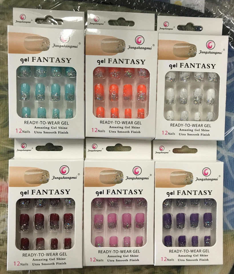 NEW FALSE fake NAILS medium french airbrushed full nail art gel acrylic glue  - Image 1 of 1