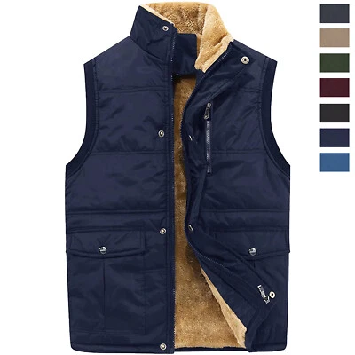 Men's Premium Sherpa Lined Fleece Waistcoat Full-Zip Up Sleeveless Jacket Vest - Image 1 of 4