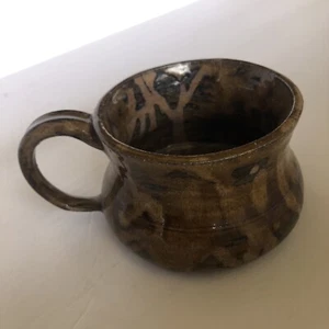 Signed Handmade Pottery Mug Glazed Multicolor Brown Stoneware - Picture 1 of 8
