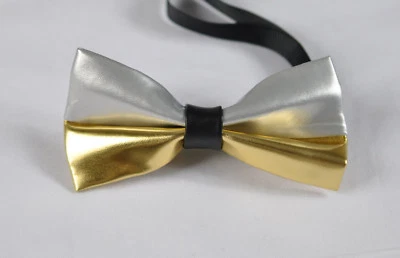  Мужской галстук-бабочка из ПВХ искусственной кожи с серебряными и золотыми швами галстук-бабочка для свадебной вечеринки - Изображение 1 из 3