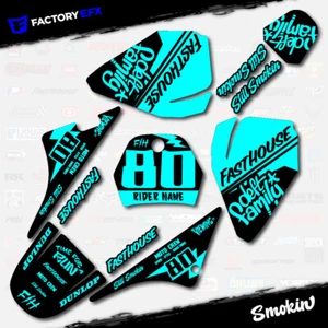 Black & Cyan Smokin Graphics Kit fits Yamaha PW80 Decal Sticker PW 80 All Years - Picture 1 of 8