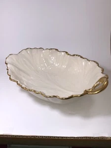 Plato grande para servir ensalada con forma de hoja Lenox borde 24K  - Imagen 1 de 8