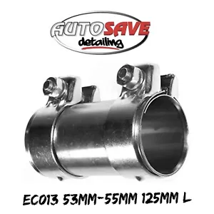 E-Tech Auspuff Rohrverbinder Verbinder 53mm bis 55mm 125mm L Schwerlastschelle - Bild 1 von 1