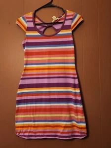 Derek Heart Girl's Size M (10/12) Pastel Striped Colorful T-shirt Dress - Picture 1 of 6