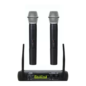 Audio2000'S AWM6074U UHF, DOPPIO MICROFONO PORTATILE WIRELESS SISTEMA-N - Foto 1 di 3