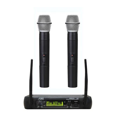 Audio2000'S AWM6074U UHF, DUAL WIRELESS HANDHELD MICROPHONE SYSTEM-N - Image 1 of 3