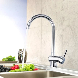 High Arc Brass Kitchen Sink Faucets Pull Out Sprayer Basin Mixer Tap Chrome - Picture 1 of 4