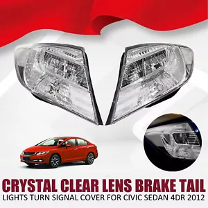 Crystal Clear Lens Brake Tail Lights Turn Signal Cover For Civic Sedan 4DR 201IS - Picture 1 of 14