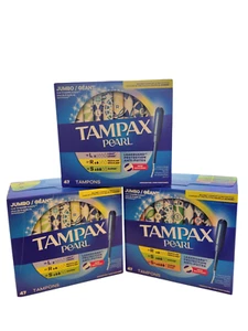 Menge 3 Tampax Perlentampons Multipack mit Leckschutz Zopf unparfümiert 47 Stück EA - Bild 1 von 1
