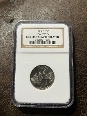 1999 P New Jersey State Quarter Brilliant Uncirculated NGC - Image 1 of 2
