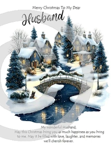 For My Husband With Love At Christmas Weihnachtskarte im Format A5 und roter Umschlag - Bild 1 von 4