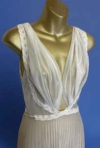 Vtg Carters Du Pont Nylon Sheer Lingerie Nightgown Sz 34 Pleated Skirt Art Deco - Picture 1 of 14