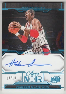 2023-24 Panini Noir Hakeem Olajuwon Noir Color Platinum Teal Auto 10/10 1/1 - Picture 1 of 2