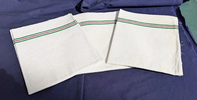 Torchons en toile métis lin Linteau Vert Et Rouge Lot De 3 - Photo 1/4
