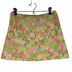 Lilly Pulitzer Womens Tate Multicolor Floral Sunbonnet Eyelet Lace Mini Skirt  - Picture 1 of 6