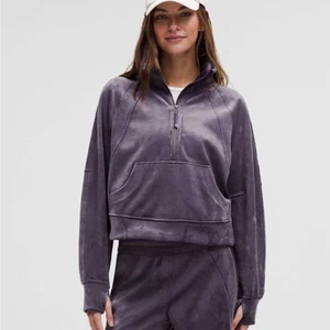 Nuova con etichette Lululemon Scuba oversize scollo a imbuto mezza zip *Velluto Nightfall taglia XL/XXL - Foto 1 di 10