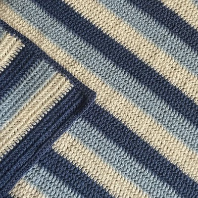 Handmade Crochet Baby Blanket | Blue & Navy Baby Boy Blanket | Baby Boy Gifts - Image 1 of 3