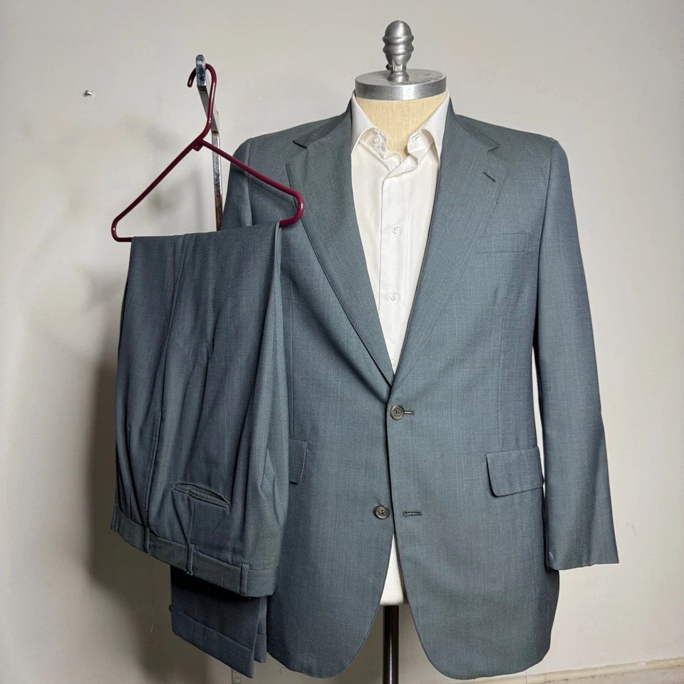 Southwick H. Stockton Hombres 42R 34W Verde Gris Lana Dos Piezas Traje Chaqueta Pantalones Foto 1 de 4