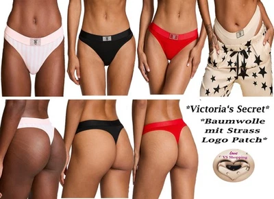 Victoria's Secret Thong Cotton Logo patch String Strass Gr S  XL XXL - Bild 1 von 4