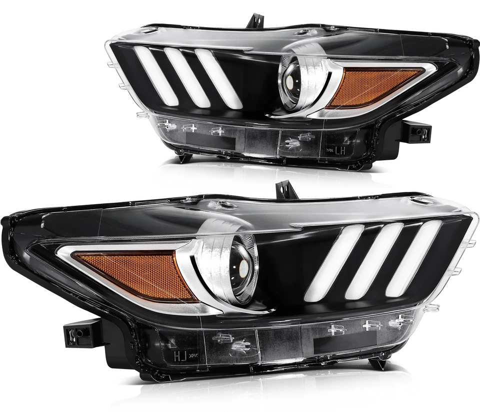 Left+Right Headlights Assembly Pair For Ford Mustang 2015 2016 2017 Clear Lens Foto 1 de 4