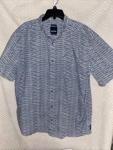 prAna Hemd Herren 2XL Blau Weiß Kurzarm Button Down Slim Fit Print Bio - Bild 1 von 7