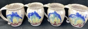 Studio Art Pottery Stoneware Coffee Tea Mugs Set Of 4 Speckle Glaze Multi Color - Picture 1 of 5