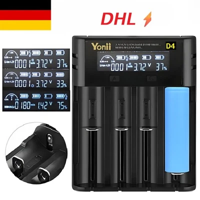 Akku ladegerät 4 Slot Batterieladegerät LCD Display Universal für Li-ion 18650 - Bild 1 von 4