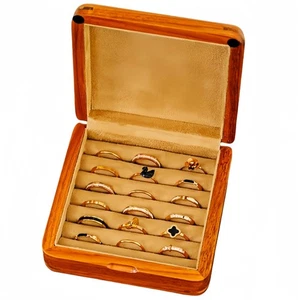 Solid Wood Ring Organizer, Handmade Walnut Jewelry Case for Multiple Rings, C... - Picture 1 of 9