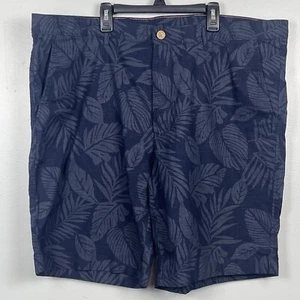 Caribbean 100% Cotton Men's Blue Floral Print Shorts Size 42; Tropical, Travel - Picture 1 of 10