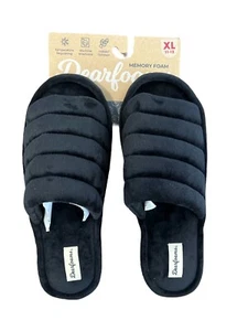 Dearfoams Women’s Slippers XL 11/12 Black Memory Foam Open Toe Slip-On NEW - Picture 1 of 2