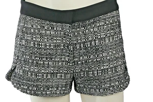 ROBERT RODRIGUEZ Raffia Tweed Black White Knit Elegant Shorts Size 2 - Picture 1 of 9