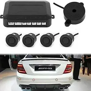 Car Reversing Parking Sensor Backup Radar System Buzzer Alarm 4 Sensor Black NEW - Picture 1 of 9