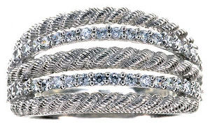 Judith Ripka Clear CZ Sterling Silver band Ring size 5 - Picture 1 of 4