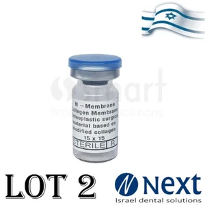 LOTx2 Dental Sterile surgical collagen membrane N-Membrane Israel 15x15 - Picture 1 of 2