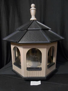 Large Gazebo Vinyl Bird Feeder Amish Homemade Handmade Handcrafted Clay & Black - Picture 1 of 1