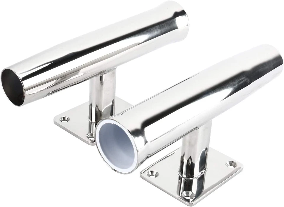 Pair 90 Deg Wall Mounted Stainless Rod Holder Single Style Tournament Steel EAN