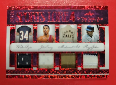 MUHAMMAD ALI WALTER PAYTON DR J REGGIE JACKSON GAME USED JERSEY CARD #16/30 LEAF - Image 1 of 3