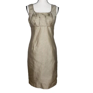 Peruvian Connection Callista Sheath Dress NWT Size 8 S/L Gold Brown Empire Waist - Picture 1 of 6