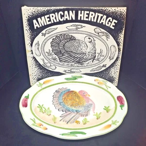 Plato de pavo de 17,5" pintado a mano American Heritage de colección, ironstone-ware, BRASIL - Imagen 1 de 8