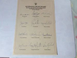 AUSTRALIA v New Zealand 1985 / 86 B & H Cricket Test Pre PRINTED Autograph Sheet - Picture 1 of 5